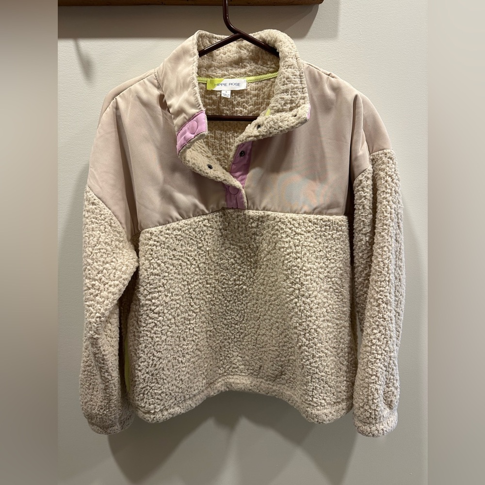 Cozy Kids Sherpa Jacket - Cream and Pink